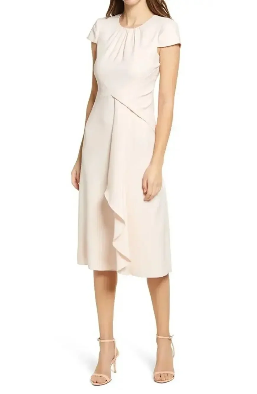 Vince Camuto Cap Sleeve Midi Dress In a Pretty Pale Blush - Size 10, NWOT